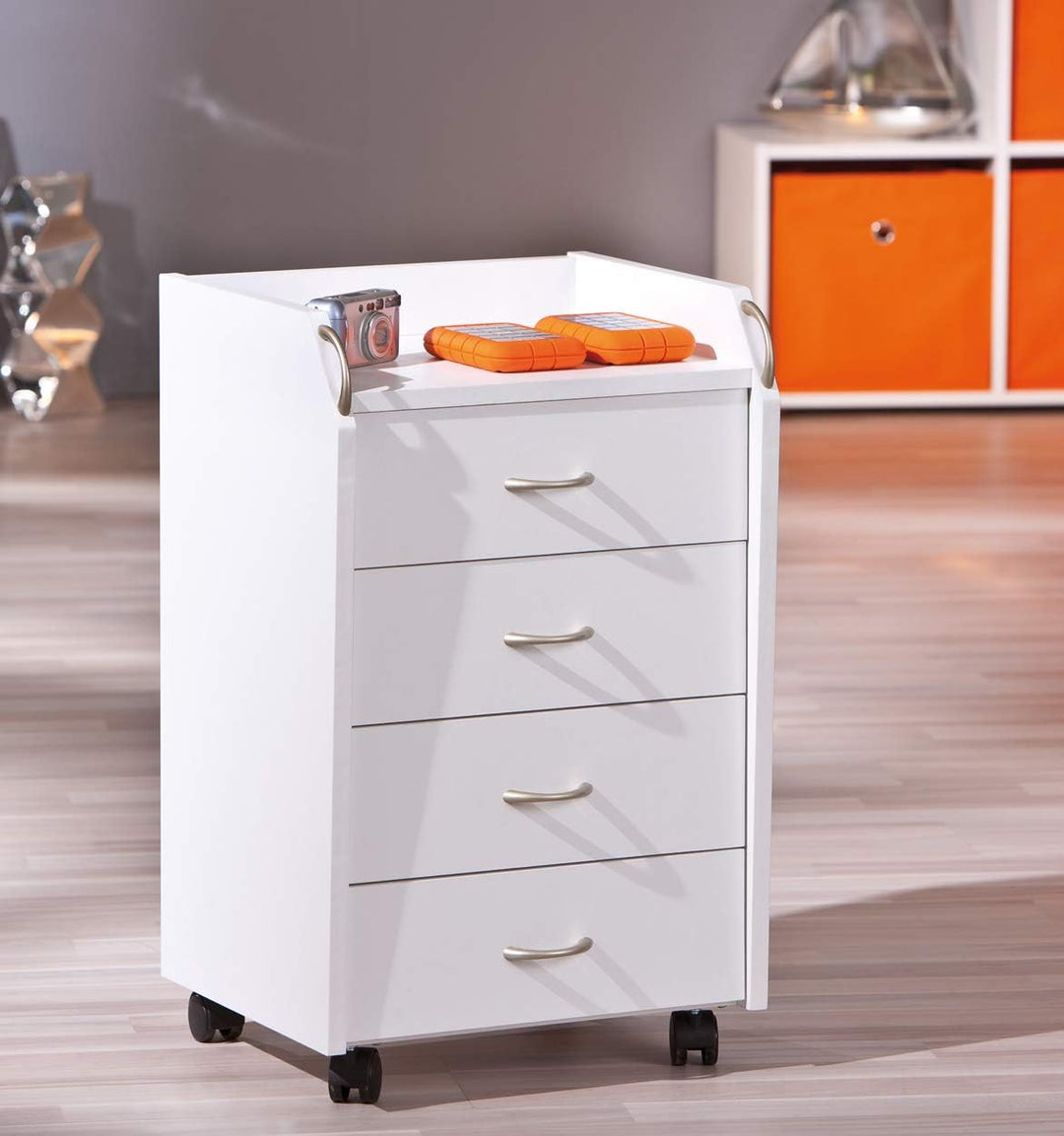 Inter Link Ergonomischer Kinderschreibtisch in 3 Farben weiss & Rollcontainer Bürocontainer Rollschr