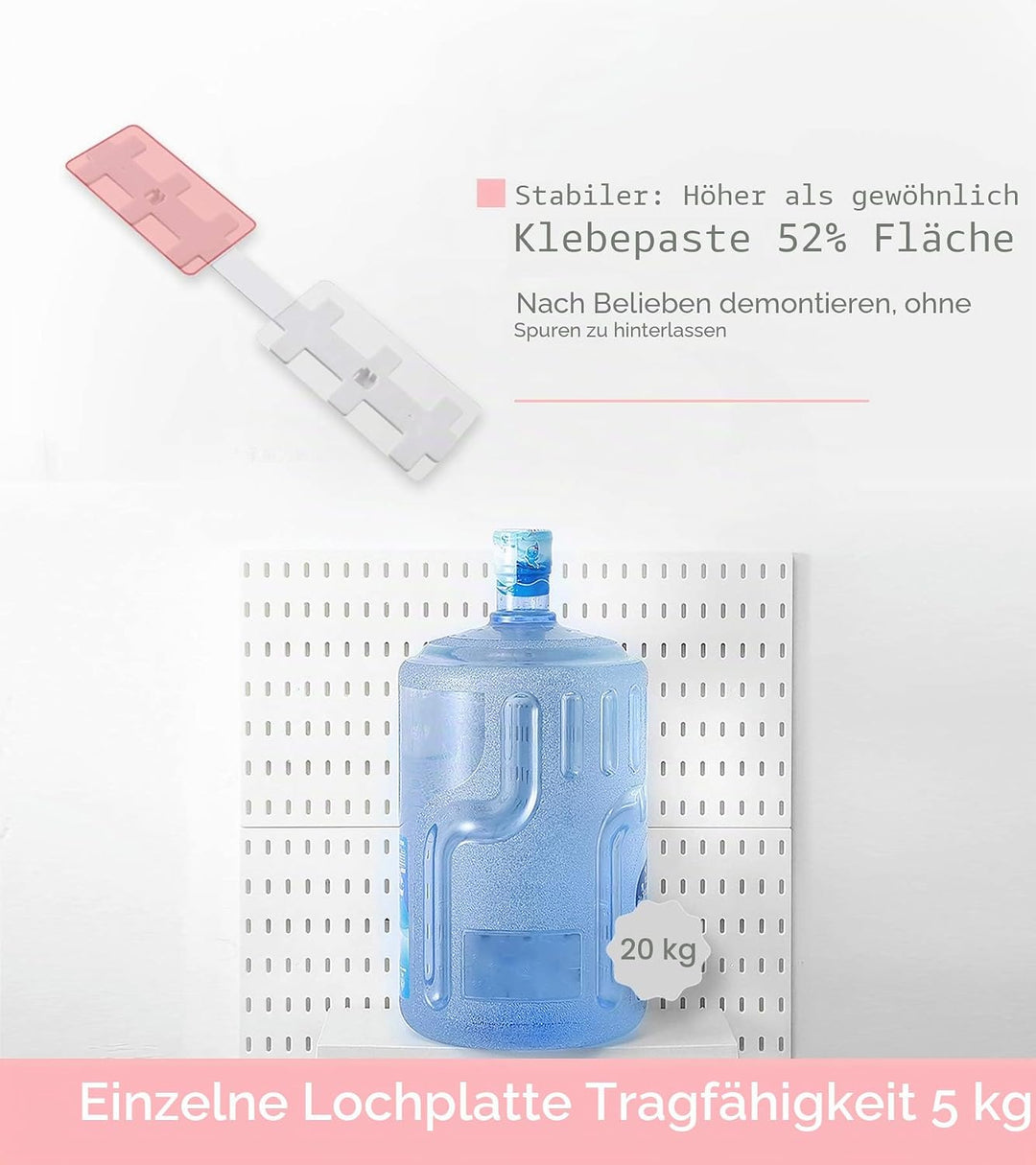 84x56cm Werkzeugwand 18 Zubehör (Regal Aufbewahrungsfächer Haken Klammern Clips) Kein Stanzen für Ga