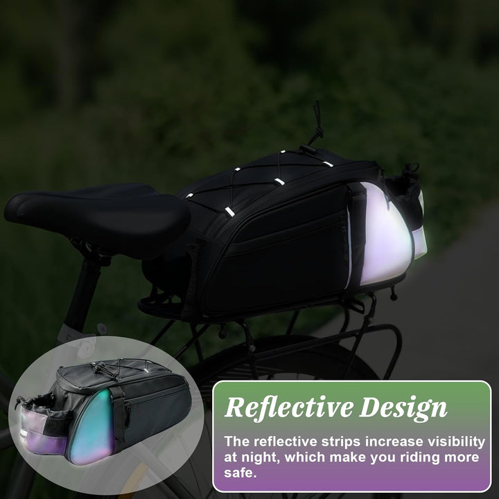 Fahrradtasche für Gepäckträger 10L Satteltaschen für Fahrrad Gepäckträgertasche Wasserdicht Reflekti