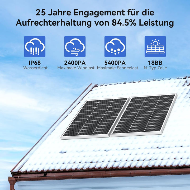 WERCHTAY 12V Solarpanel 400w Monokristallines, Solarmodul mit Hocheffizientes Aluminiumrahmen, SMBB