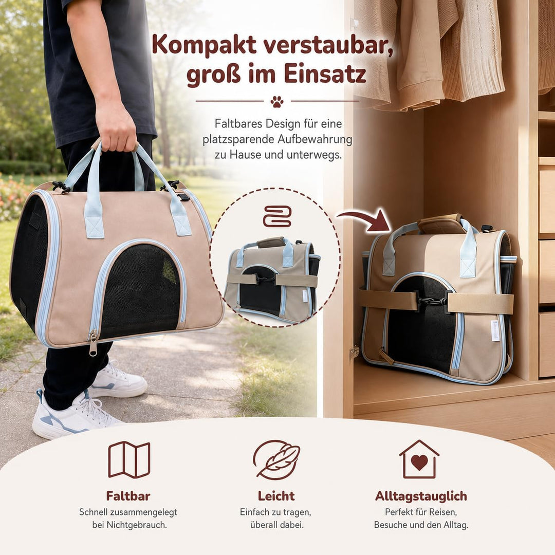 Katzentransportbox Hundetasche Kleine Hunde bis 6kg [Faltbar] Transportbox Katze Welpen Hundebox mit