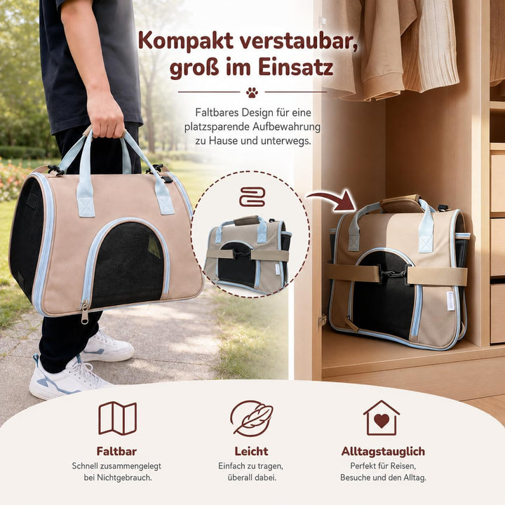 Katzentransportbox Hundetasche Kleine Hunde bis 6kg [Faltbar] Transportbox Katze Welpen Hundebox mit