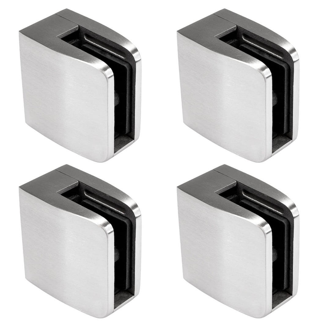 PRIOstahl Glashalter 4 Stück Glasklemme Klemmhalter Glashalter mit Sicherungsplatte + Sicherungsstif