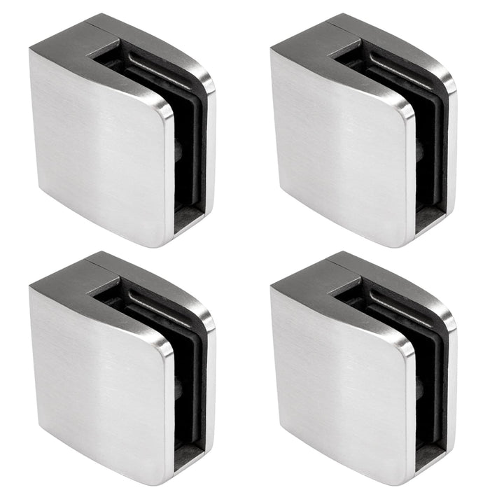 PRIOstahl Glashalter 4 Stück Glasklemme Klemmhalter Glashalter mit Sicherungsplatte + Sicherungsstif