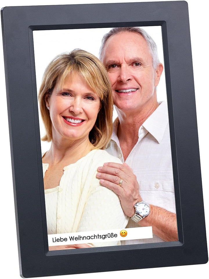 Somikon Digitale Bilderrahmen: WLAN-Bilderrahmen mit 25,7-cm-IPS-Touchscreen & weltweitem Bild-Uploa
