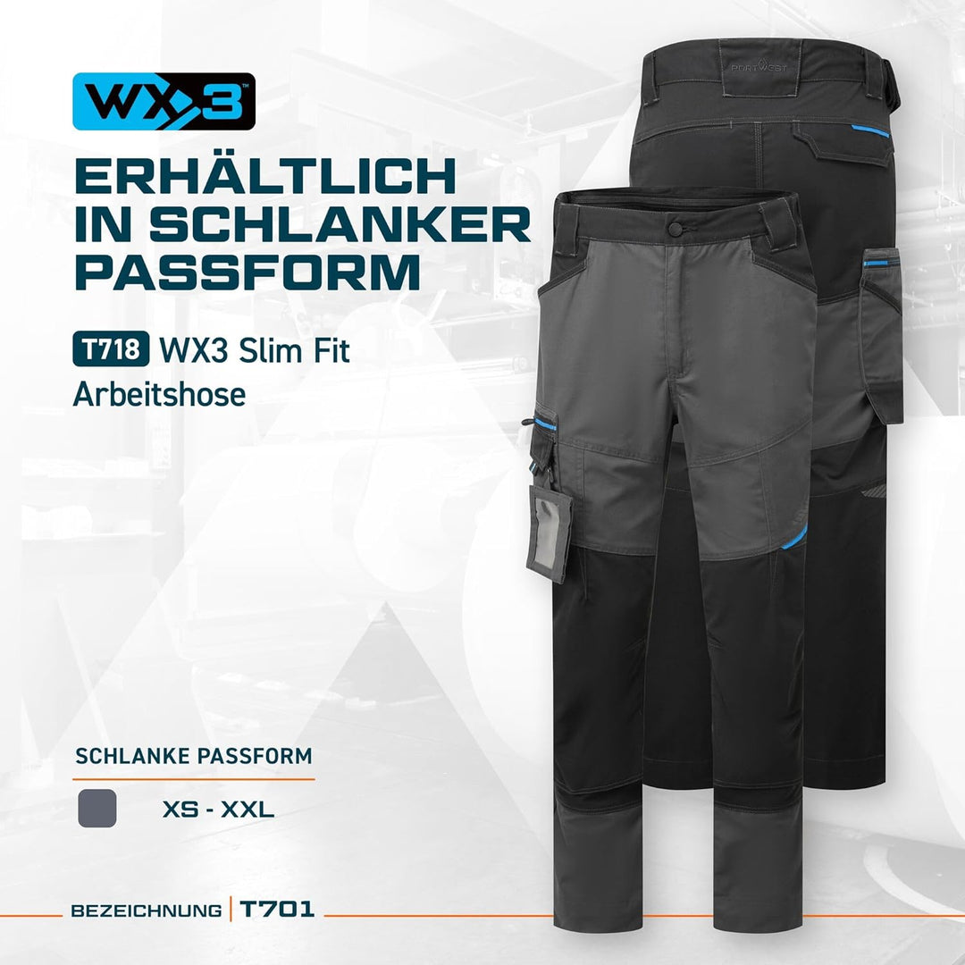 Portwest WX3 Service Bundhose, Grösse: 33, Farbe: Metal Grau, T701MGR33 Metal Grey 33 Regular Length