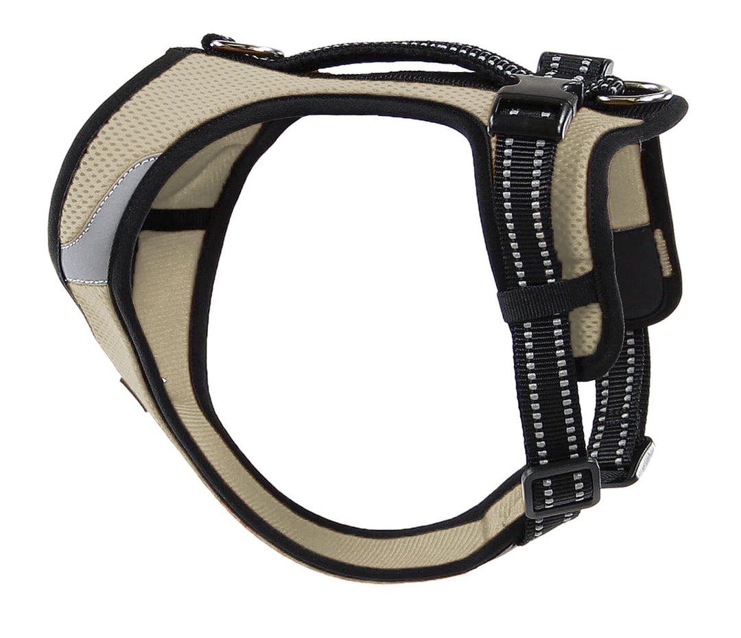 Petastic Hundegeschirr mit Halsverschluss reflektierend Schnalle im Halsbereich aus Mesh S beige