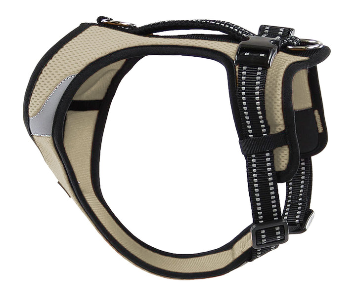 Petastic Hundegeschirr mit Halsverschluss reflektierend Schnalle im Halsbereich aus Mesh S beige