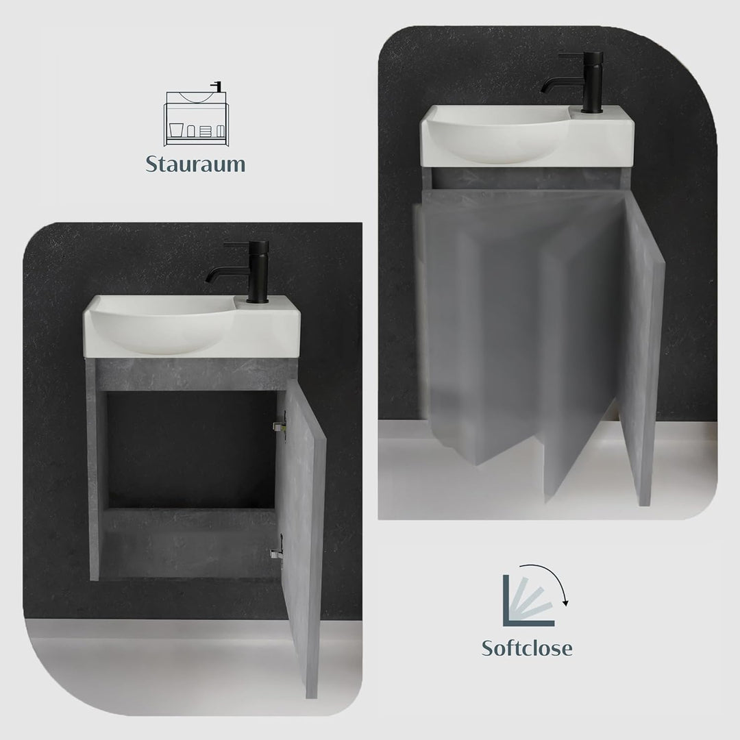 Alpenberger Waschtisch Set 45 cm Breit | Waschbeckenunterschrank Klein Gäste WC | Waschbecken+mit+Un