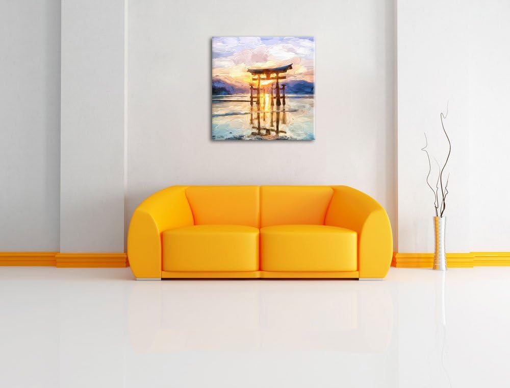 Pixxprint Torii in Miyajima als Leinwandbild Quadratisch/Grösse: 70x70 / Wandbild/Kunstdruck/fertig