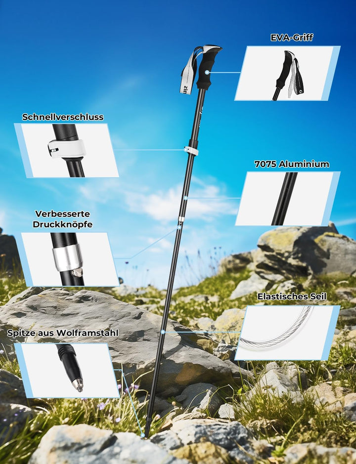 Glymnis Wanderstöcke Trekkingstöcke Walking Stöcke 7075 Aluminium Wanderstock verstellbar 110-130cm