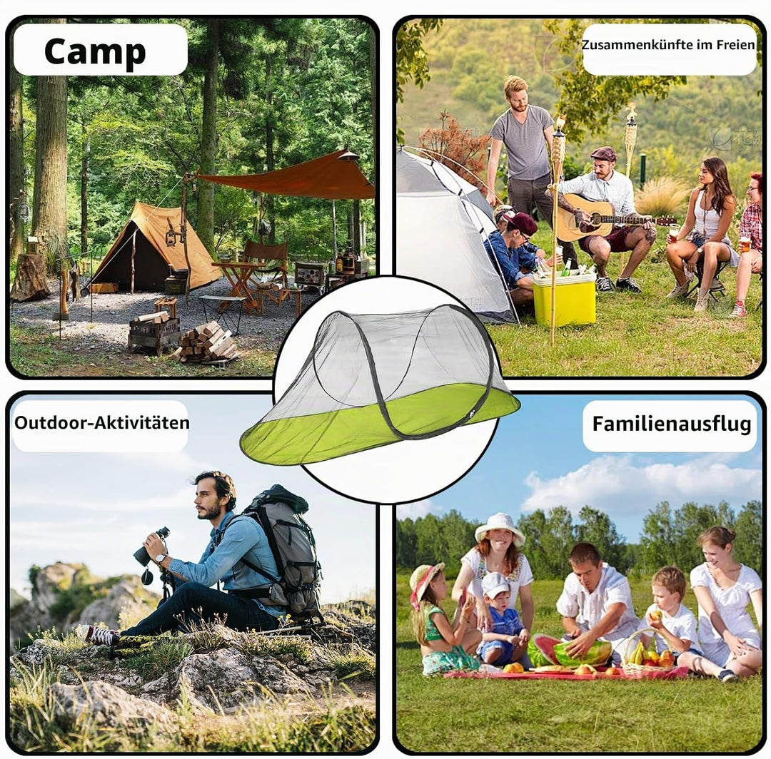Moskitonetz Reise Faltbares Pop-Up – Mosquito Netz Bett 200x72x70cm Ultralight 360° Schutz, 210D Oxf