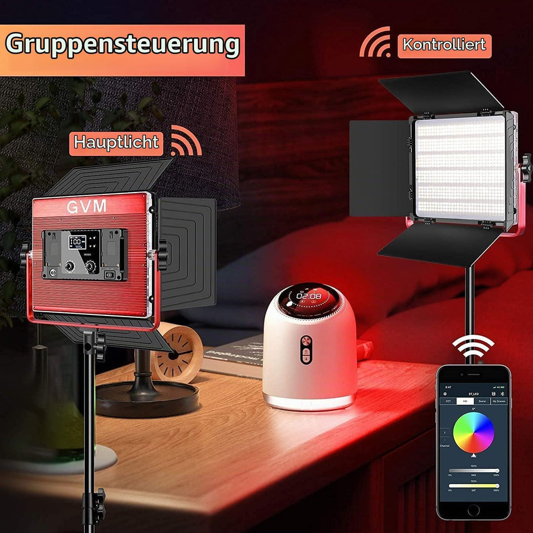 GVM 1200D RGB Videoleuchte Softbox, APP-Steuerung 3200K–5600K LED Videobeleuchtung, 360° Vollfarb LE