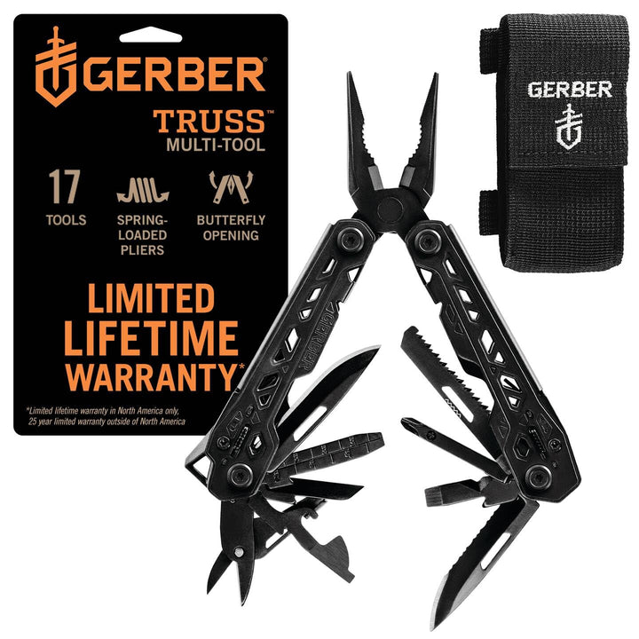 Gerber Multifunktionswerkzeug mit Nylon-Scheide und 17 Funktionen, Truss Multi-tool, Schwarz, 30-001