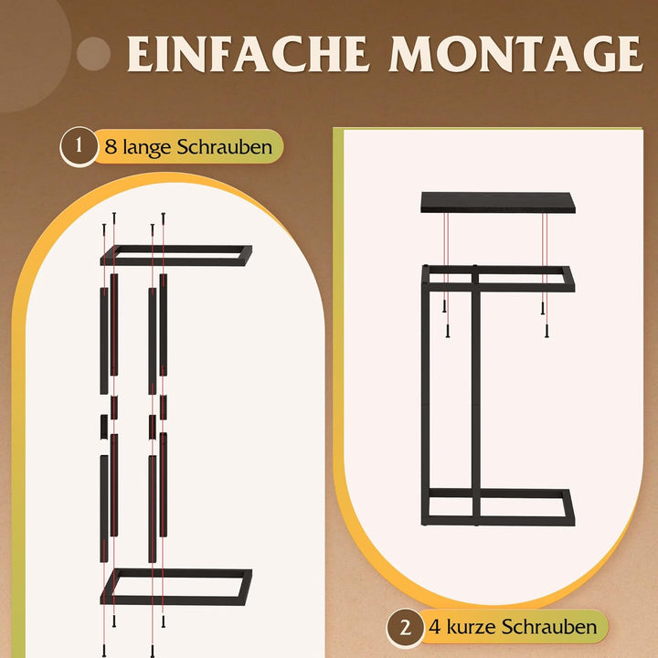 WLIVE Beistelltisch C Form Kleiner Sofatisch，Kaffeetisch mit Metallgestell，Tischplatte aus Holz，Couc