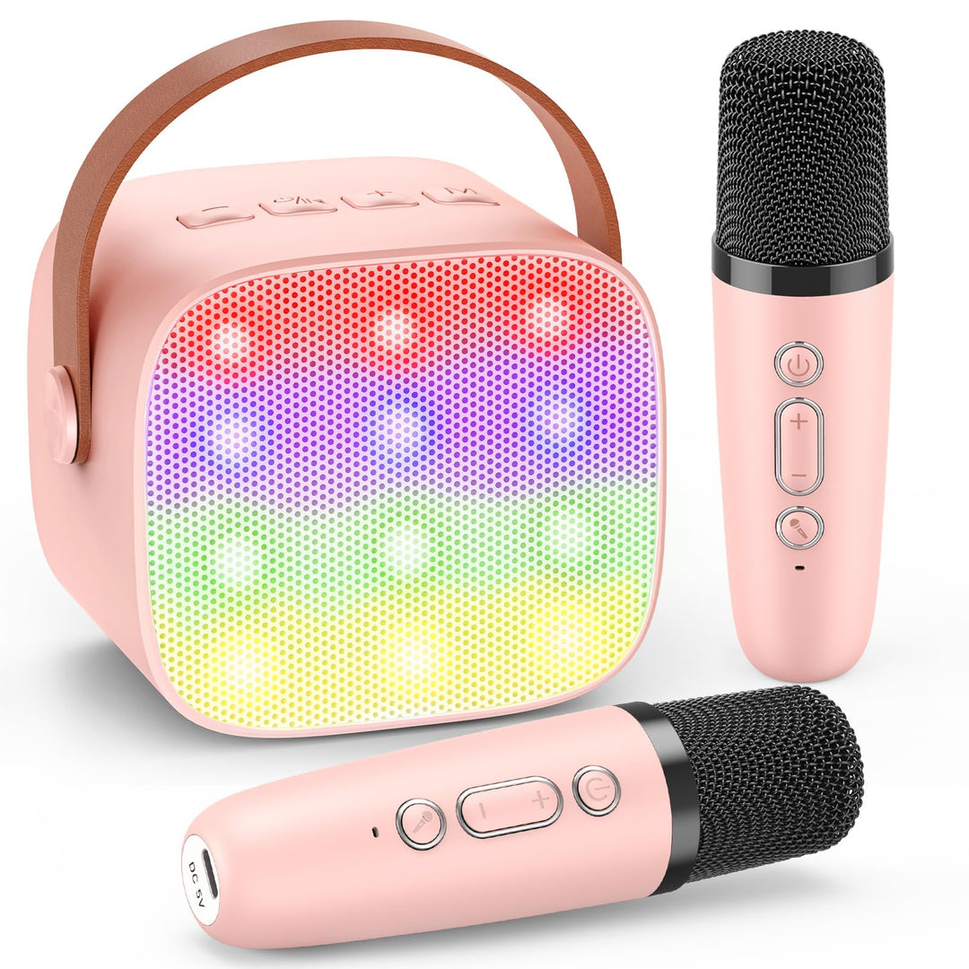 Dislocati Karaoke Maschine mit 2 Bluetooth Mikrofon, Mädchen Geschenke Spielzeug für 3-12 Jahre Mini