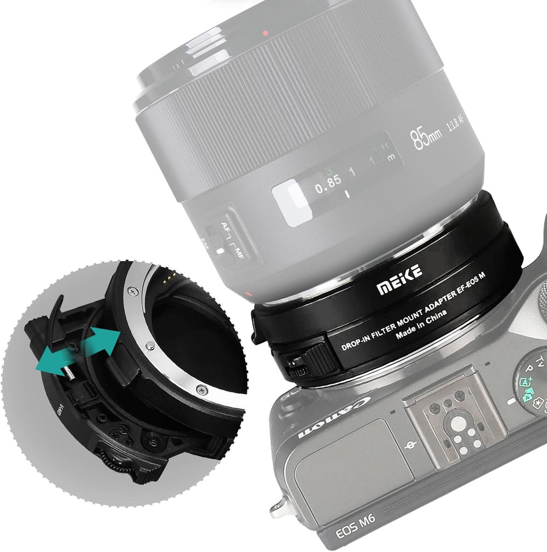 Meike MK-EFTM-C Drop-in Filter Autofokus Mount Objektivadapter für Canon EF/EF-S auf EOS M Kameras m