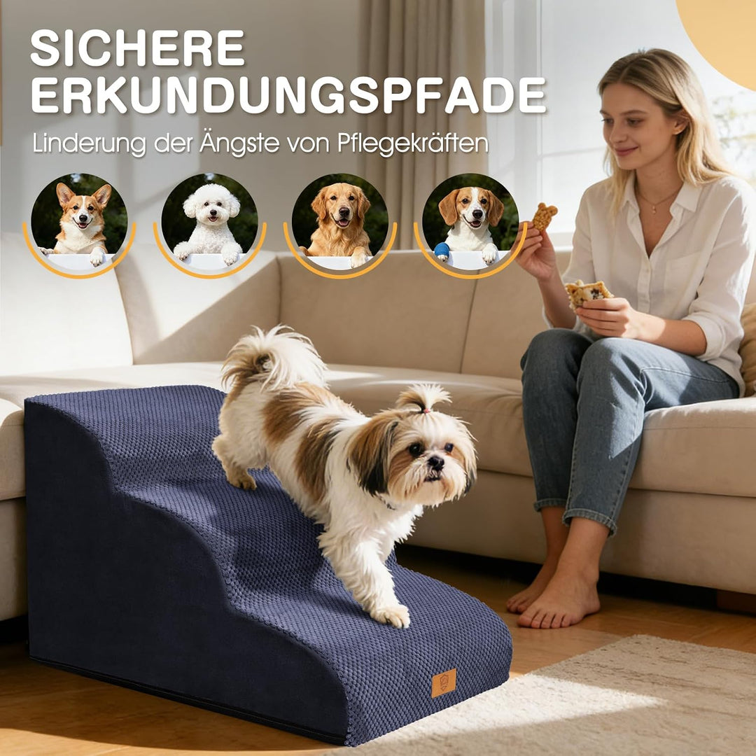 Zvonema Hundetreppe für Kleine Hunde, Hundetreppe Bett, Tragbar Abnehmbar Haustiertreppe mit Waschba