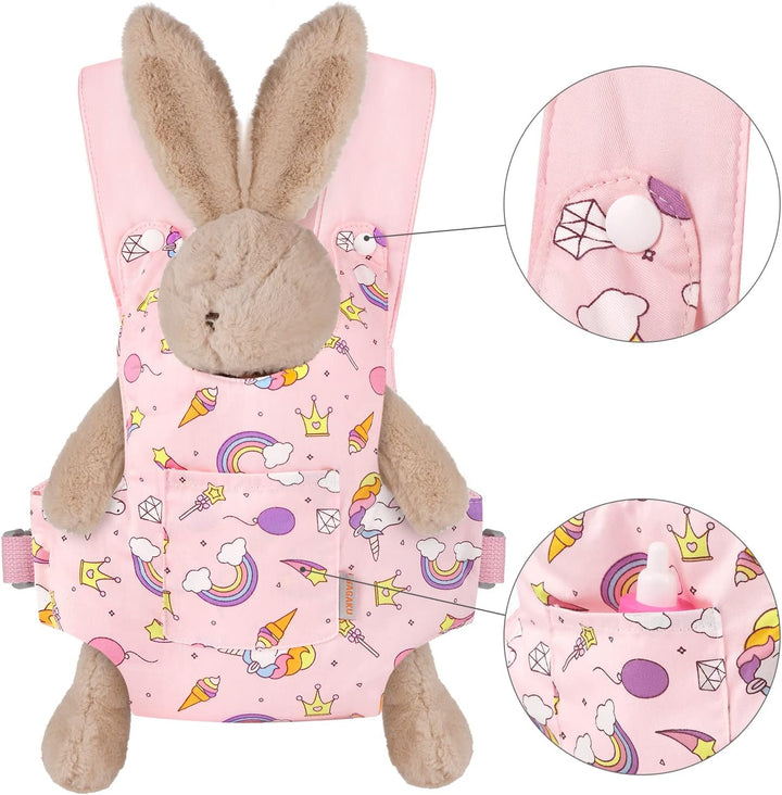 GAGAKU Puppentrage Puppenzubehör Babypuppentrage Kuscheltierträger mit verstellbaren Trägern für Kin