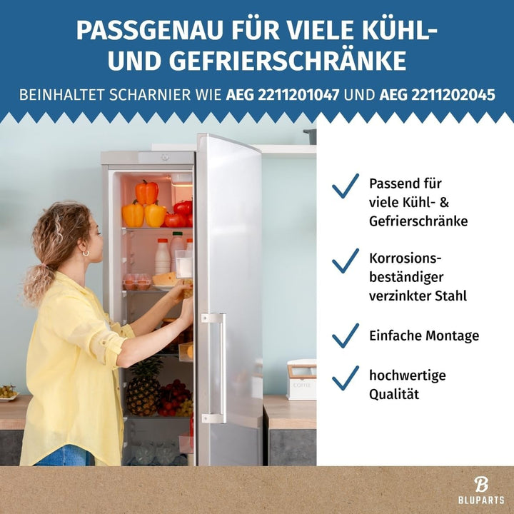 Türscharnier Set oben unten wie AEG 4055504197 für Kühlschrank