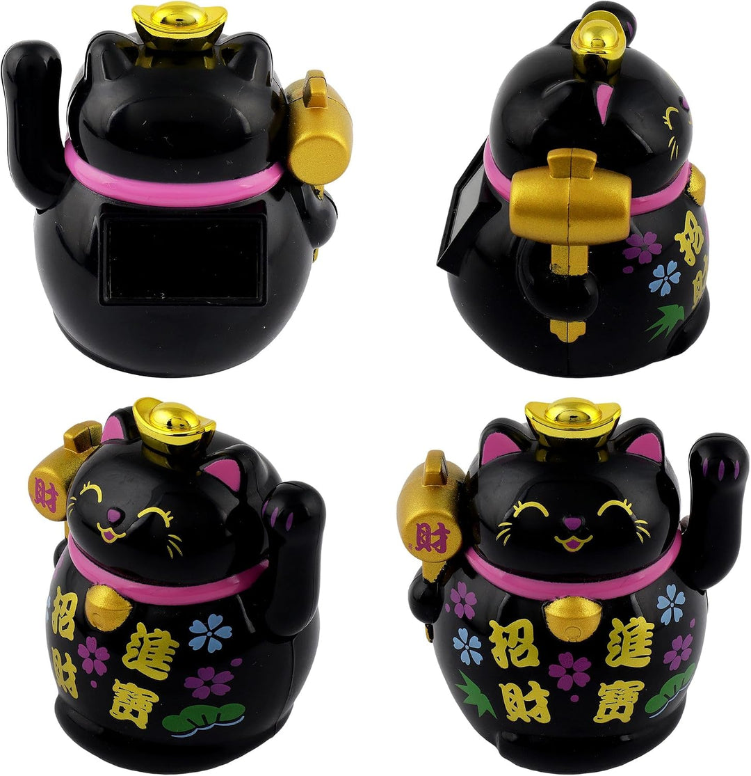 Freak Scene Glückskatze Mini Maneki-Neko Schriftzeichen Set Solar 5cm Winkekatze Lucky cat, Set