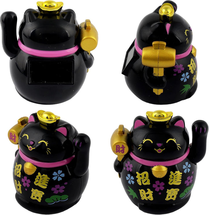 Freak Scene Glückskatze Mini Maneki-Neko Schriftzeichen Set Solar 5cm Winkekatze Lucky cat, Set