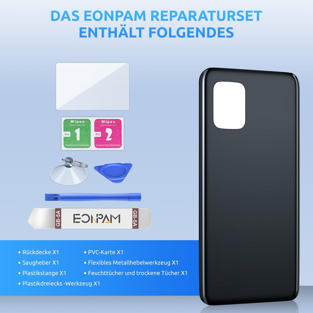 Eonpam Akkudeckel für Xiaomi Mi 10 Lite 5G Rückseite Glas Original Backcover Back Glas Ersatz mit Re
