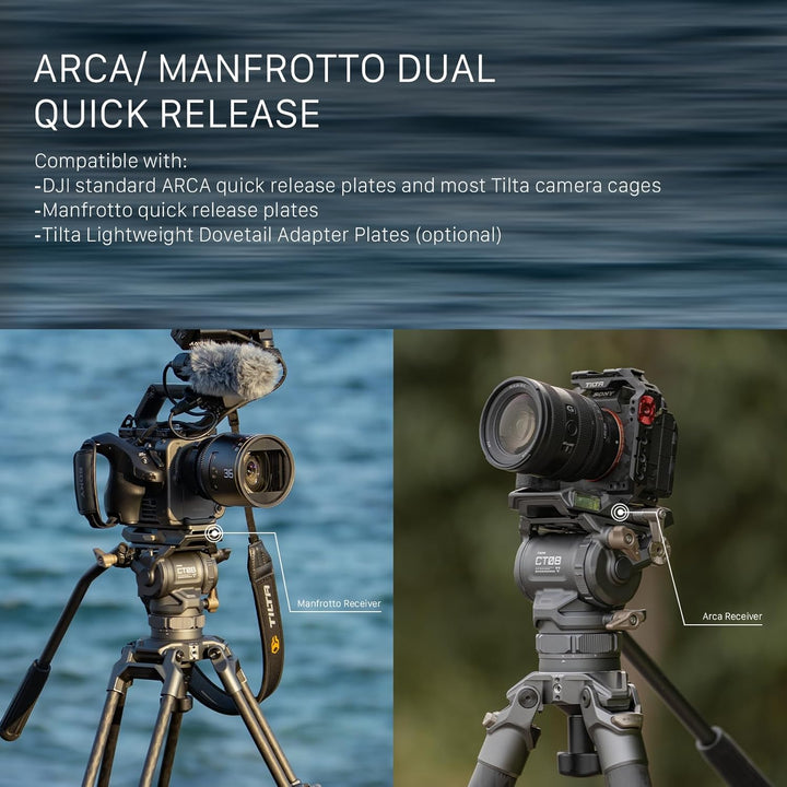 Tilta Video Kamera Stativ mit 75mm Bowl Cine Fluid Kopf mit 3-stufigen Carbonfaser-Stativbeinen Max.