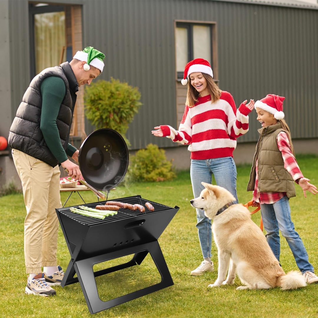 QWORK® Klappgrill, Faltgrill, Hitzebeständiger Laptopgrill, für Camping, Reise