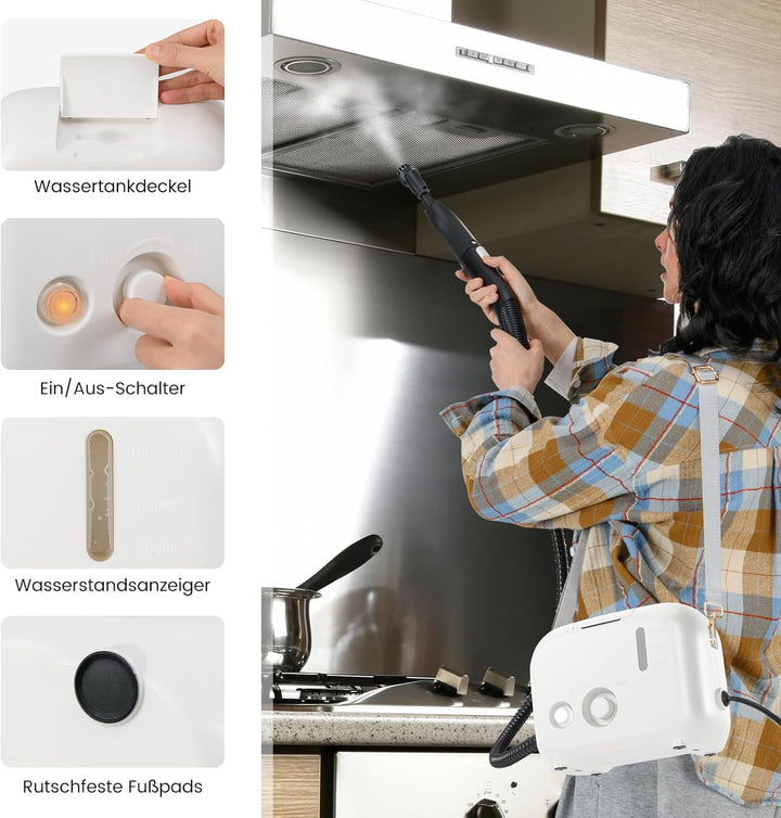 COSTWAY Dampfreiniger 1500W, Dampfdruck: 3 bar, Aufheizzeit: 15s, Temperatur: bis zu 180℃, Tank: 100
