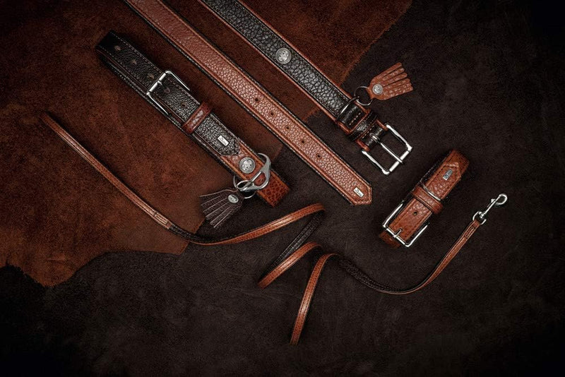 HUNTER CODY Hundehalsband, Leder, rustikal, weich, 40 (S), dunkelbraun/cognac 40 (S) dunkelbraun/cog