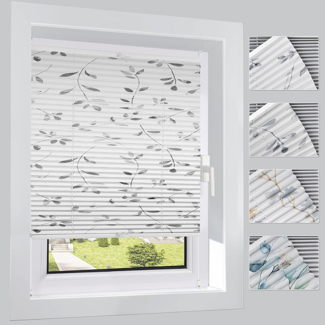HOMEDEMO Plissee ohne Bohren Verdunkelung, Thermo Plisseerollo Klemmfix, 110 x 50 cm (LxB) Weiss mit