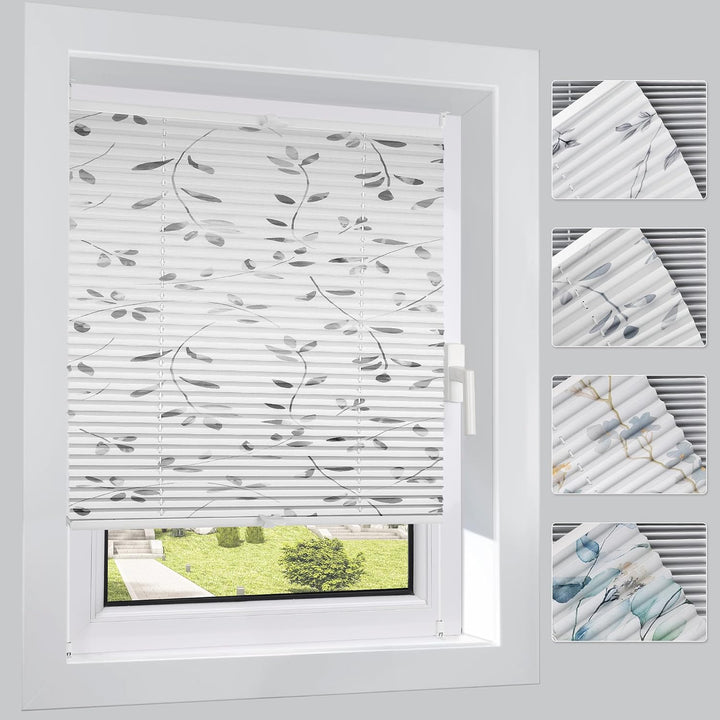 HOMEDEMO Plissee ohne Bohren Verdunkelung, Thermo Plisseerollo Klemmfix, 110 x 50 cm (LxB) Weiss mit