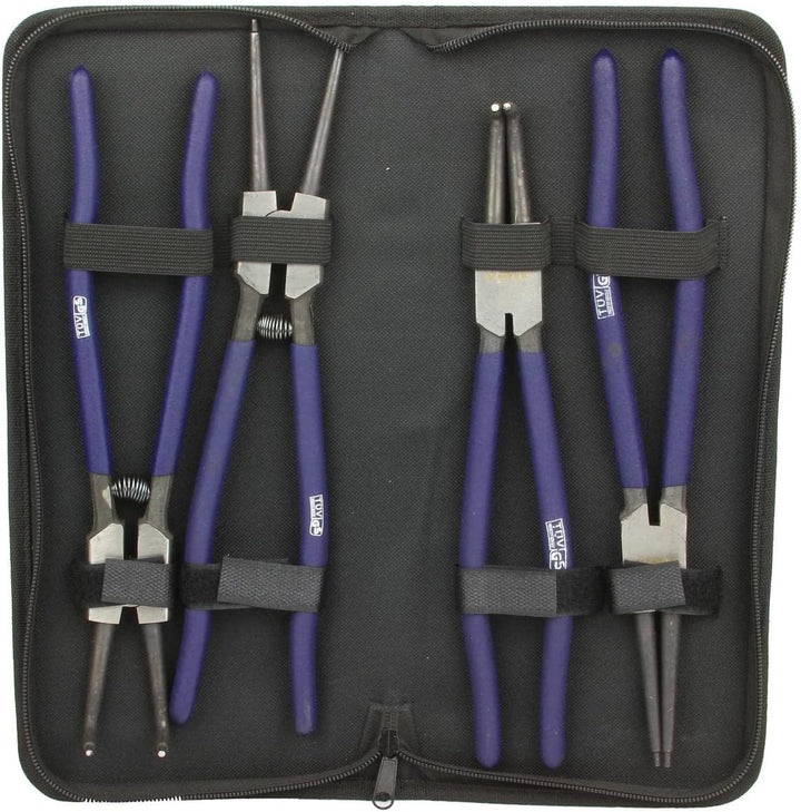 Seeger Elastische Ringzange Set 12 Zoll 4 Stück 300 mm mit Tasche