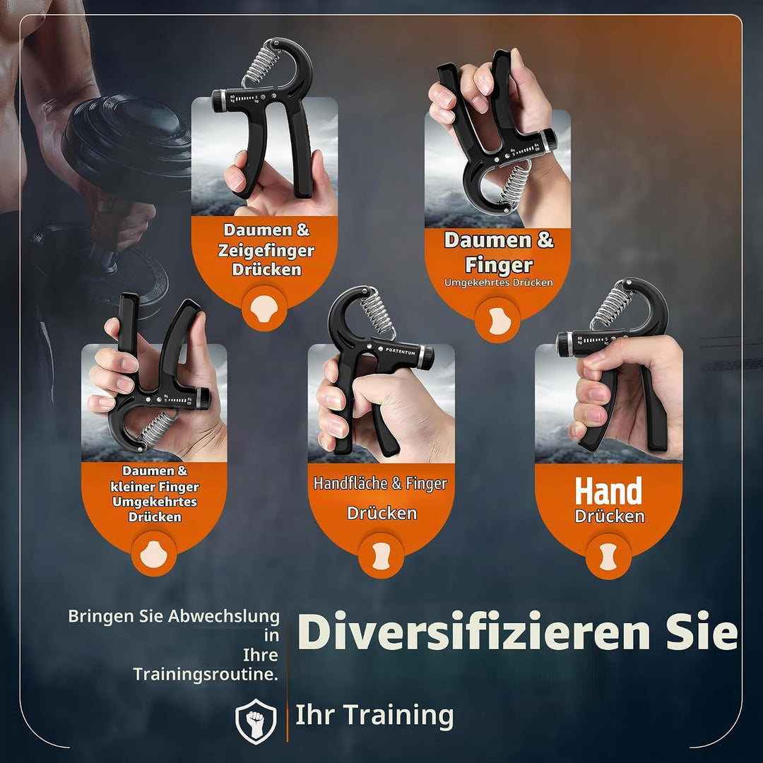 PORTENTUM Handtrainer Unterarmtrainer, Einstellbarer Widerstand 5-60kg, Hand Unterarm Trainingsgerät