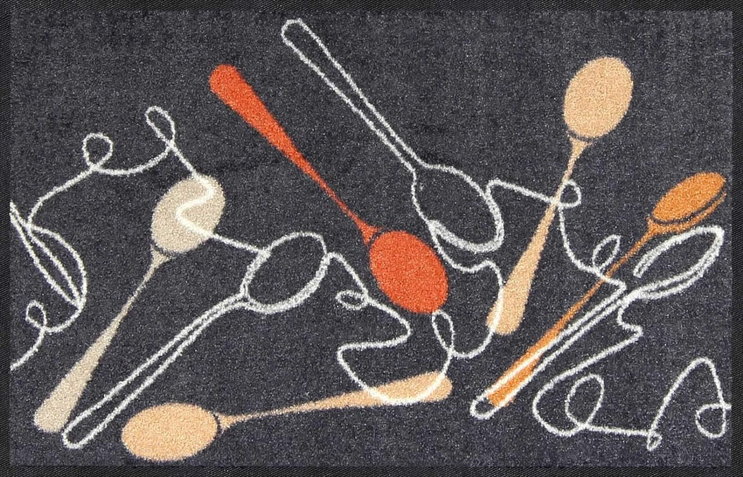 Salonloewe Fussmatte Spoon Dance Grey-apricot 045x070 cm Fussabtreter Sauberlaufmatte draussen Fussm