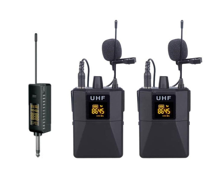 E-Lektron U-2B universal doppel Lavalier Funk-Mikrofon System Set UHF mit Mini Ansteck-Empfänger