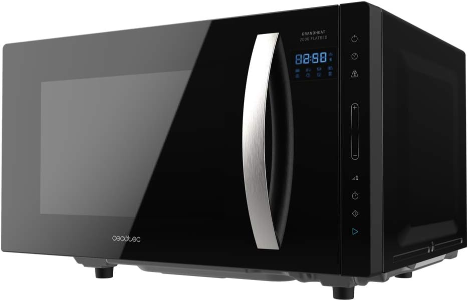 Cecotec Mikrowelle ohne Platte GrandHeat 2300 Flatbed Touch Schwarz. Fassungsvermögen 23 Liter, Leis