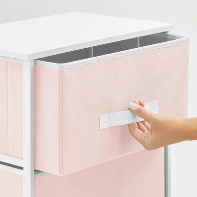 mDesign Nachttisch mit 2 Schubladen – Schrank Organizer aus Stoff, Metall und MDF – dekoratives Aufb