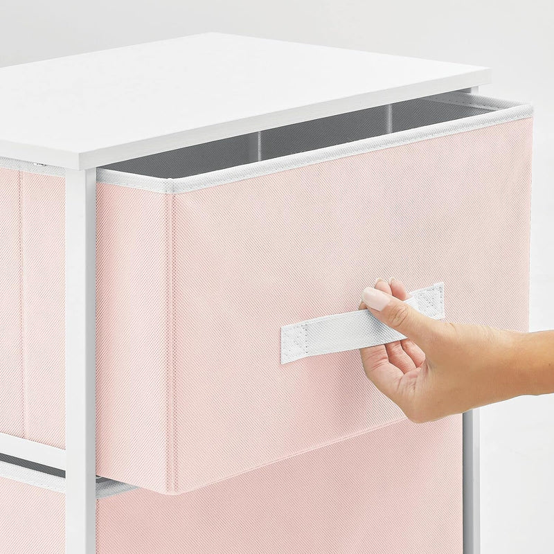 mDesign Nachttisch mit 2 Schubladen – Schrank Organizer aus Stoff, Metall und MDF – dekoratives Aufb