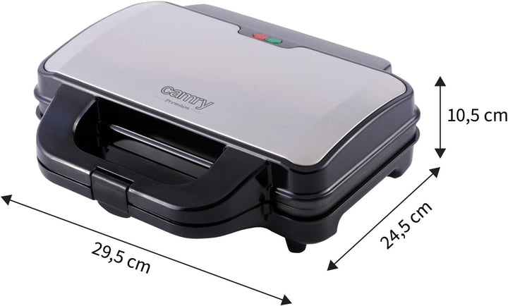 CAMRY CR 3054 Sandwichmaker XL, Toaster, 1300 W, Grillplatte mit feuerfestem Griff, Kontaktgrill mit