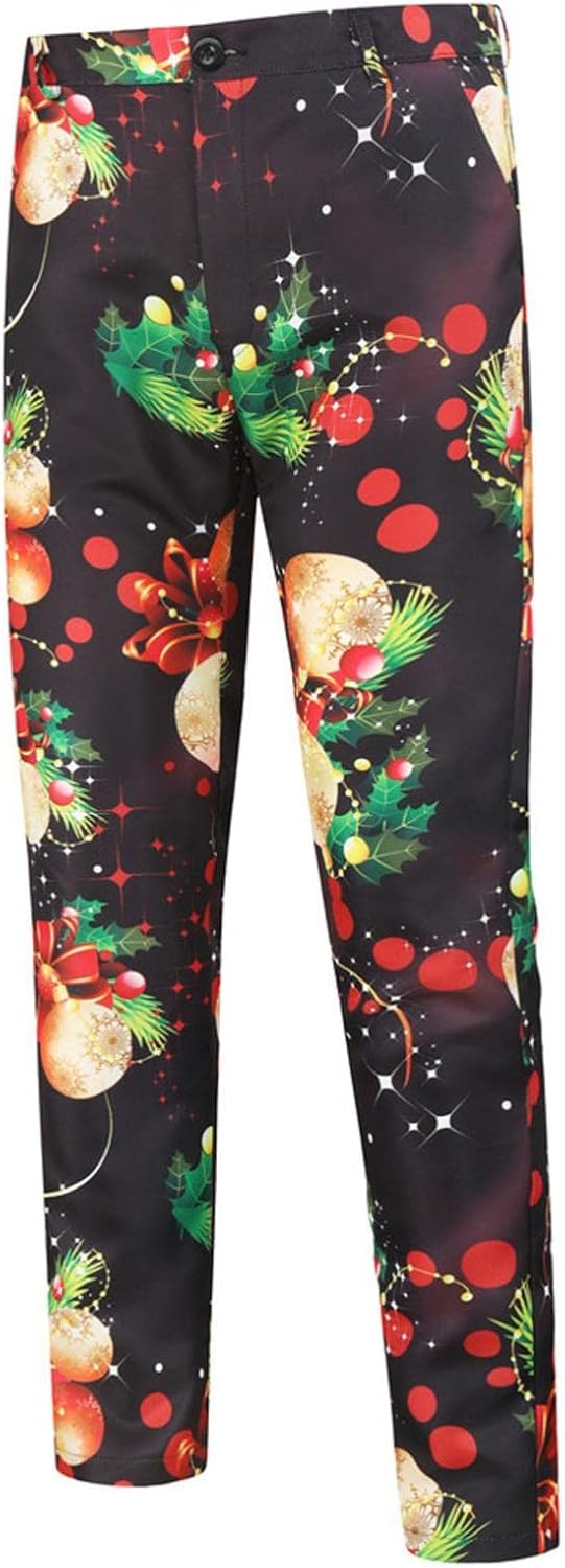 Zhiyao Herren Lustige Weihnachtsanzug 2-Teilig Slim Fit Button Verschiedene Drucke Formal Weihnachte
