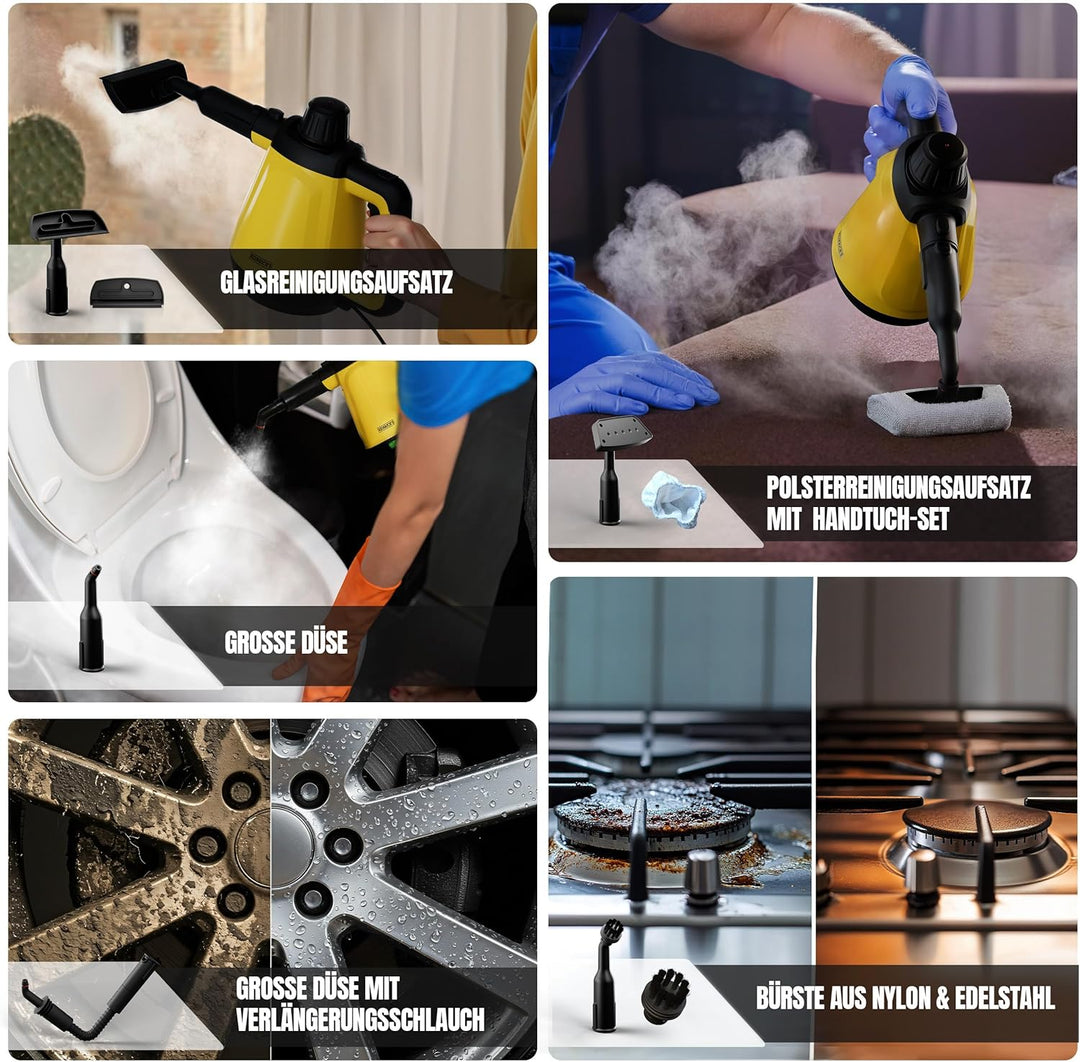 HEINRICHS Dampfreiniger, Handdampfreiniger für zuhause, Steam Cleaner, kurze Aufheizzeit 5 min., 400