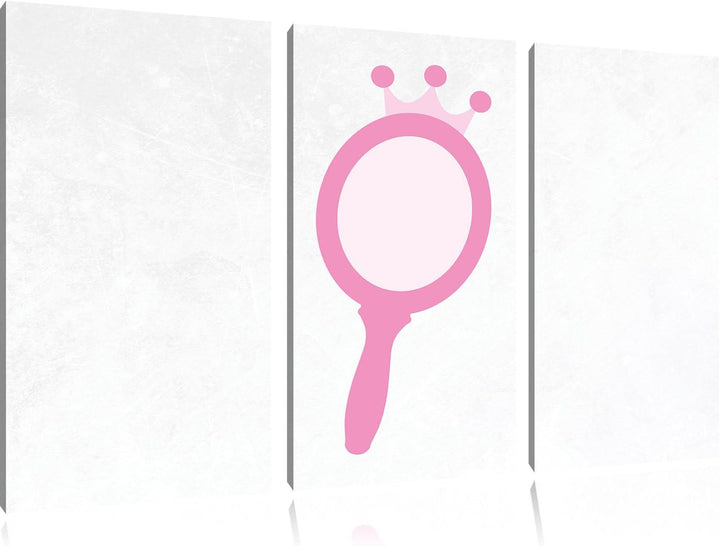 Pixxprint Hübscher Spiegel weiss 3-Teiler Leinwandbild 120x80 Bild auf Leinwand