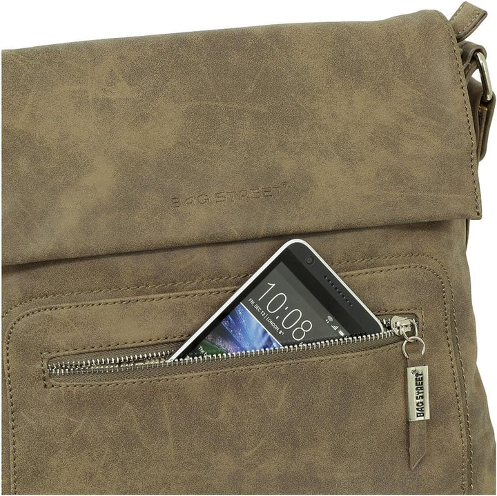 Geschenkset - Handtasche Schultertasche Umhängetasche Wildleder-Imitat Used Look vers. Farben Braun,
