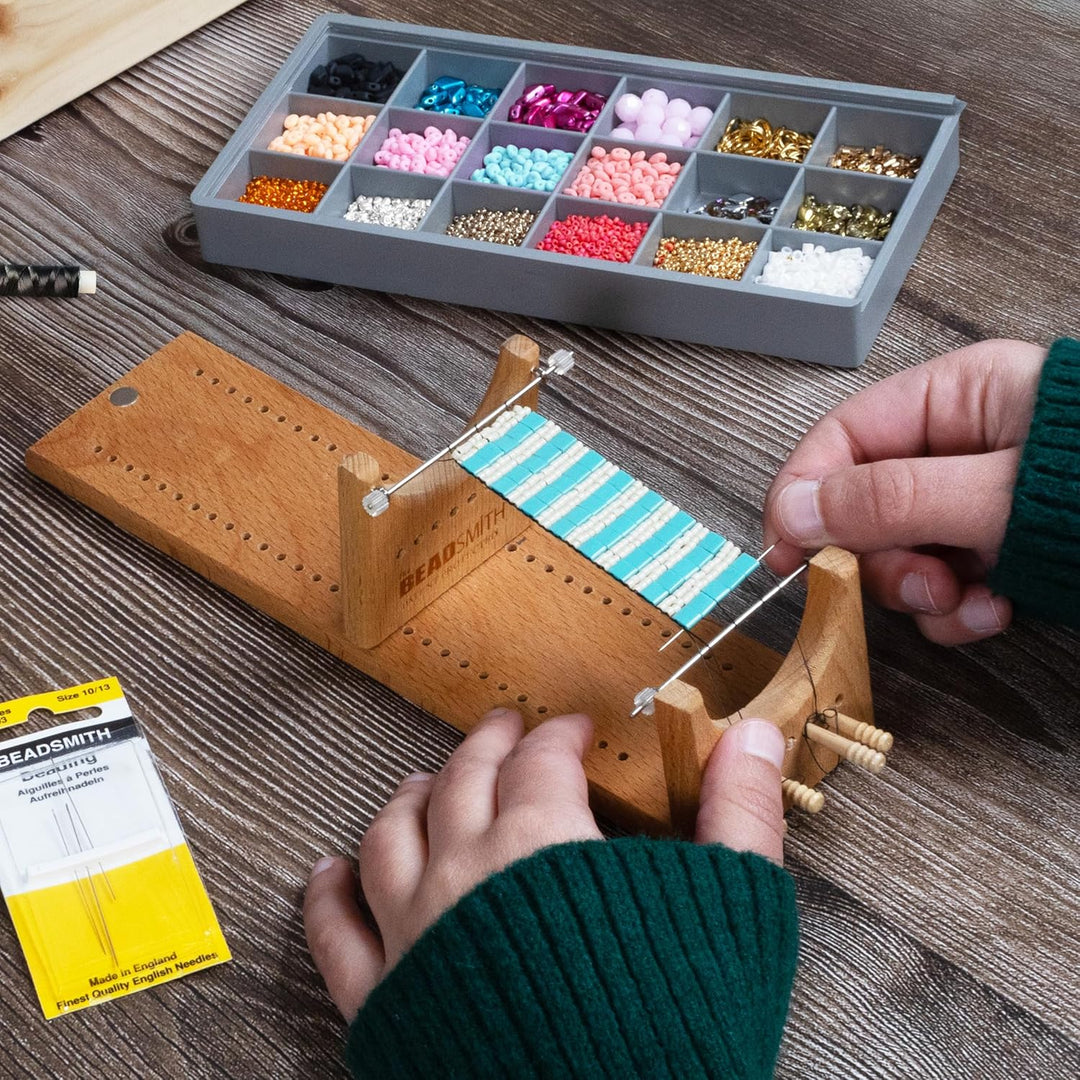 The Beadsmith Little Ricky Perlenwebstuhl mit zwei Ketten, 23,5 x 6,3 x 7,3 cm, Holz, bebilderte Anl