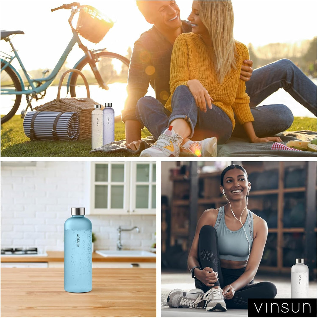 VINSUN Trinkflasche 650ml, 1000ml, 1500ml - Kohlensäure geeignet, Tritan | Wiederverwendbar, Tritan,