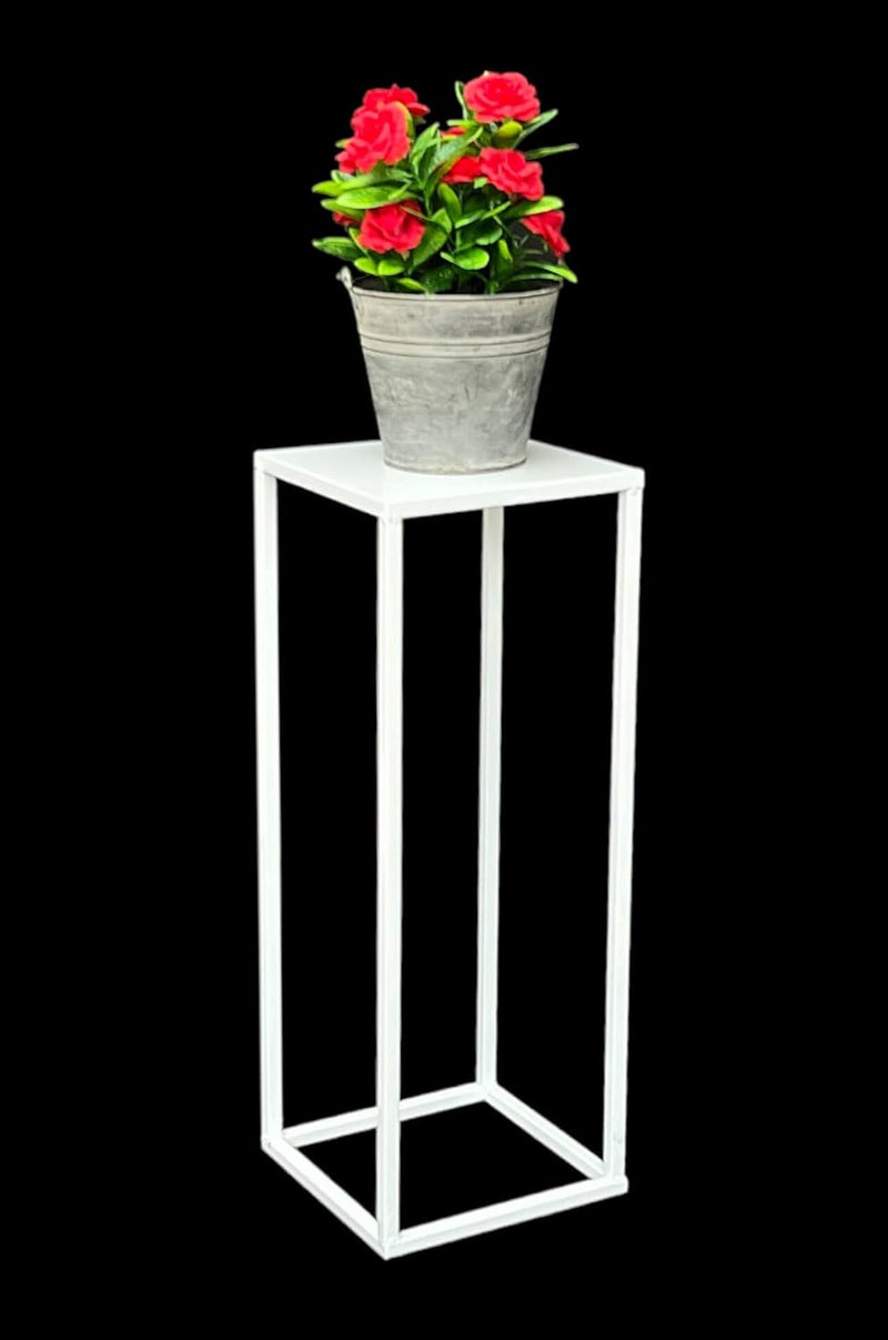 DanDiBo Blumenhocker Metall Weiss Eckig 50 - 70 cm Blumenständer Beistelltisch 96482 Blumensäule Mod