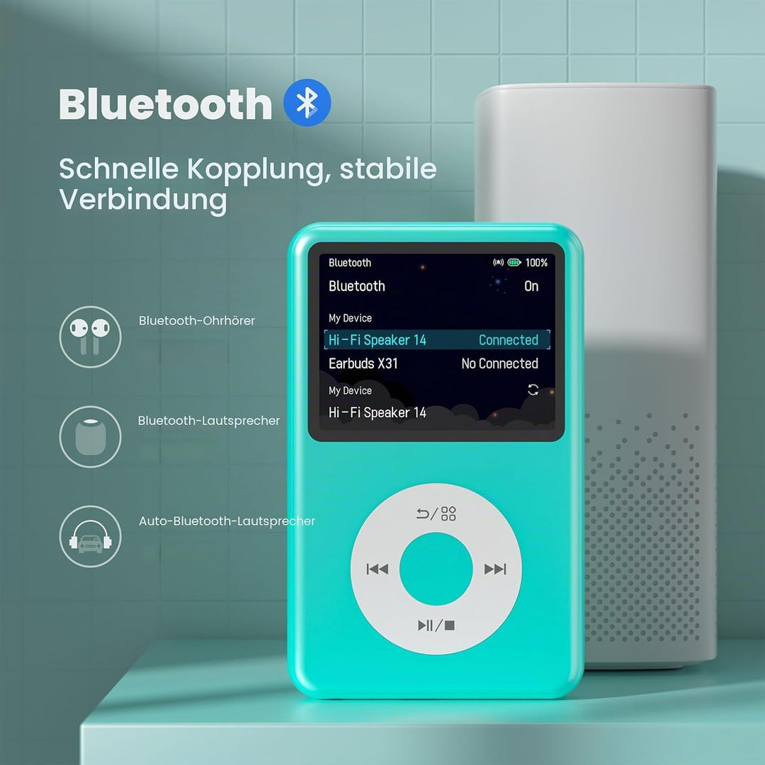 Innioasis Y1 64GB MP3 Player - Zeitlose Klasse: Touch Wheel-Steuerung, Bluetooth, Video-Player, Hörb