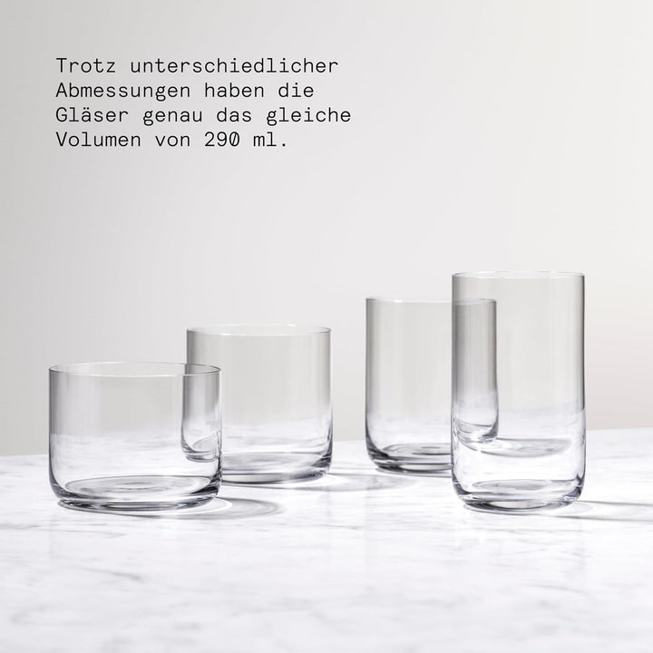 AARKE Nesting Glasses, Kristallglas 4 x 290 ml, Spülmaschinenfest Stapelbare Gläser, Stapelbare Gläs